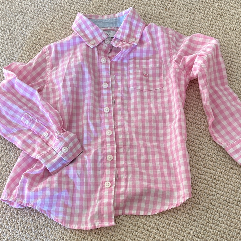 crown & ivy Pink Gingham Button-Down Shirt for Kids